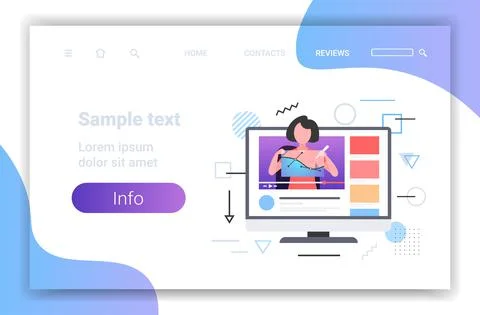 Student blogger explaining graph doing homework recording online video blogging Stock Illustration