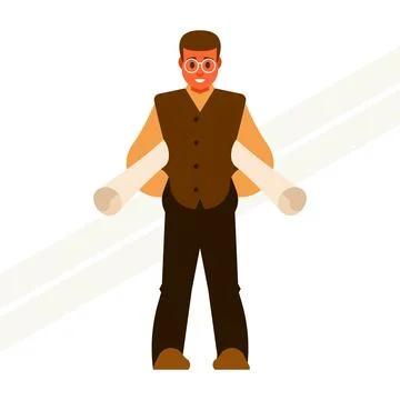 Student-with-blueprints Stock Illustration