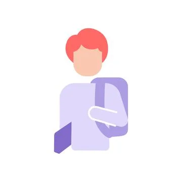 Student with book and backpack vector flat color icon Stock Illustration