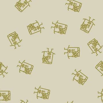 Student book character line vector seamless pattern Stock Illustration