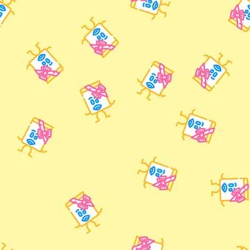 Student book character vector seamless pattern Stock Illustration