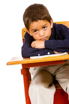 Student: bored student at desk Stock Photos