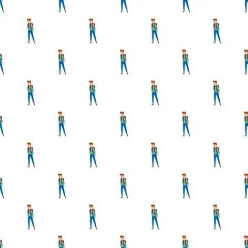 Student boy with backpack seamless pattern 库存插图