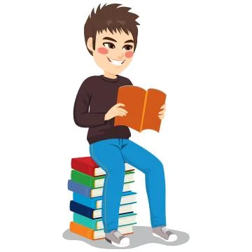 Student Boy Book Stack イラスト素材
