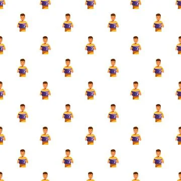 Student boy character holding book seamless pattern Stock-Illustration