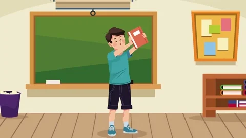 student boy in classroom animation | Stock Video | Pond5