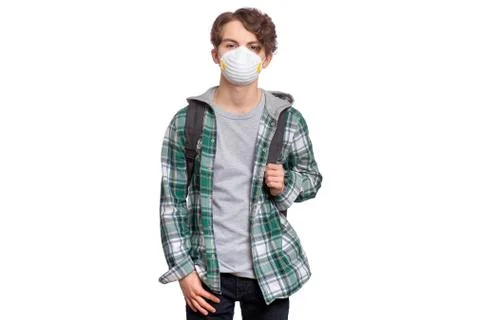 Student boy in face mask Stock Photos