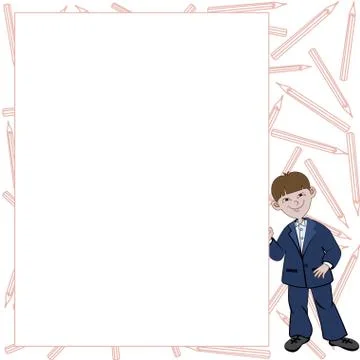 Student boy with list of space for text Stock Illustration