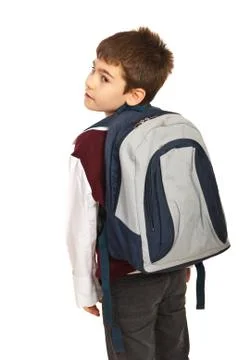 Student boy looking over shoulder Foto stock