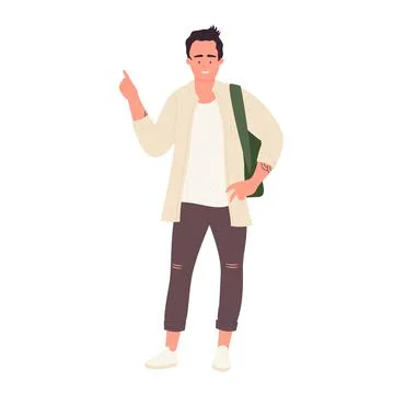 Student boy in pointing pose Illustration