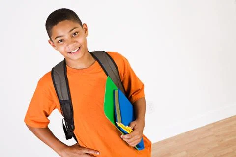 Student: boy ready for school Stock Photos