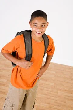 Student: boy ready for school Stock Photos