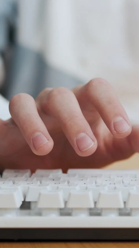 Student Boy Using Keyboard of Computer Pc and Typing Text or Message by Hands 스톡 동영상 311744239