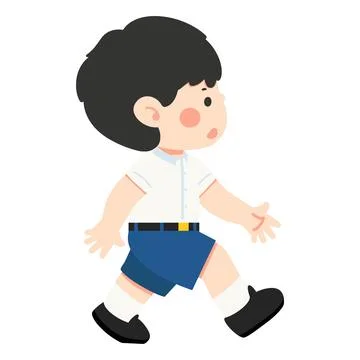 Student boy walking in Thai school uniform for education Stock Illustration