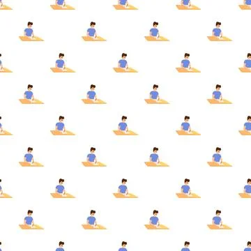 Student boy writing on desk seamless pattern イラスト素材