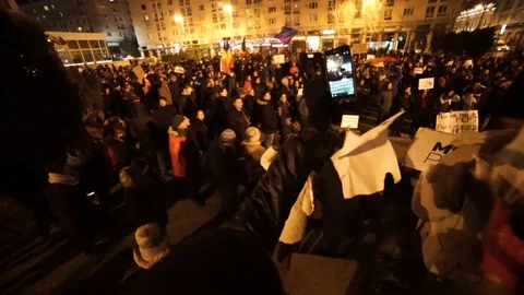 Student broadcasting live protest on phone Stock Footage 90126535