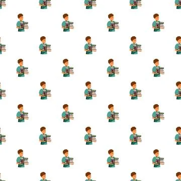 Student carrying books seamless pattern for education design 库存插图