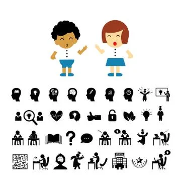Student cartoon and successful study symbol set Stock Illustration