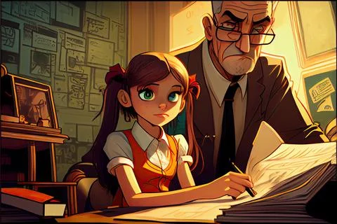 Student cartoon Studying in front of the computer in the classroom 002 Teac.. Stock Illustration