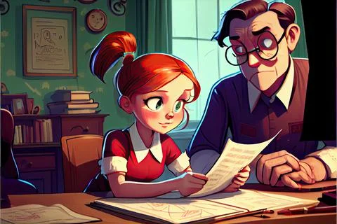 Student cartoon Studying in front of the computer in the classroom 002 Teac.. Stock Illustration