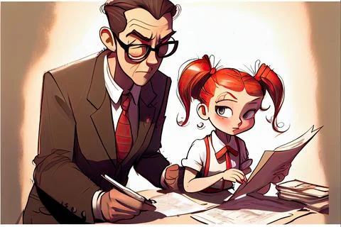 Student cartoon Studying in front of the computer in the classroom 002 Teac.. Stock Illustration