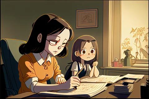 Student cartoon Studying in front of the computer in the classroom 002 Teac.. Stock Illustration