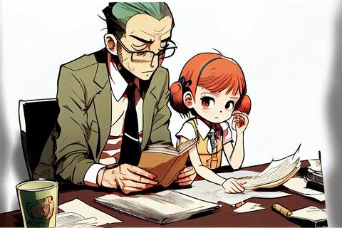 Student cartoon Studying in front of the computer in the classroom 002 Teac.. Stock Illustration