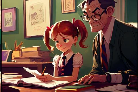 Student cartoon Studying in front of the computer in the classroom 002 Teac.. Stock Illustration