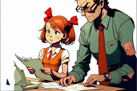 Student cartoon Studying in front of the computer in the classroom 002 Teac.. Stockillustratie