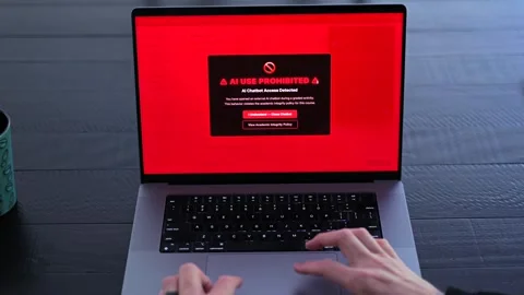 Student Caught Using Prohibited AI on Laptop Stock Footage 333414639
