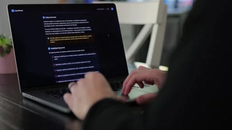 Student Caught Using Prohibited AI on Laptop Stock Footage 333414644