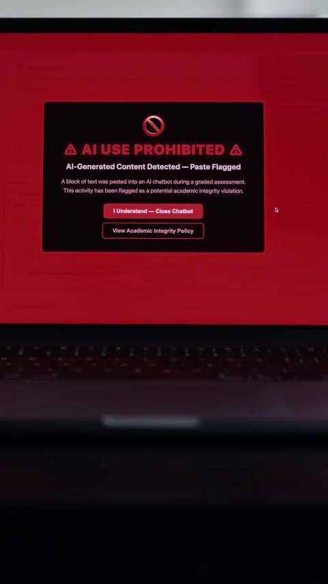 Student Caught Using Prohibited AI on Laptop Stock Footage 333414651