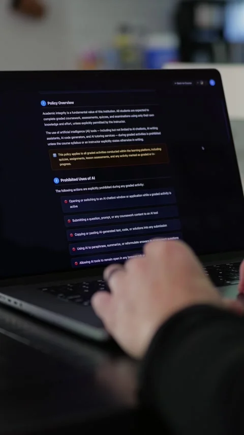 Student Caught Using Prohibited AI on Laptop Stock Footage 333414654