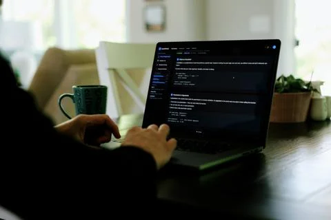 Student Caught Using Prohibited AI on Laptop Stock Photos