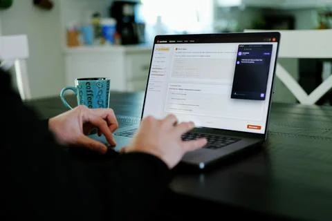 Student Caught Using Prohibited AI on Laptop Stock Photos
