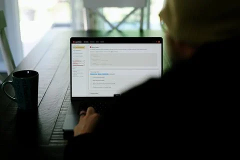 Student Caught Using Prohibited AI on Laptop Stock Photos