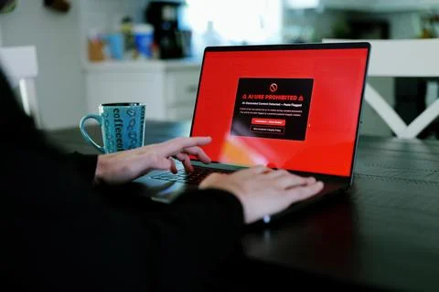 Student Caught Using Prohibited AI on Laptop Stock Photos