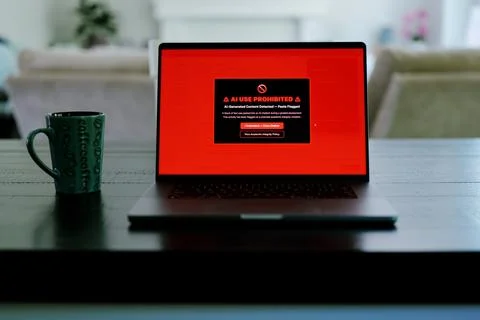 Student Caught Using Prohibited AI on Laptop Stock Photos