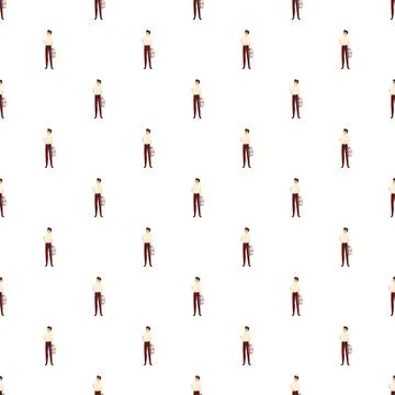 Student character with backpack seamless repeating pattern Stock Illustration