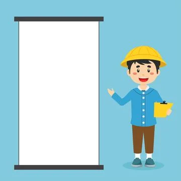 Student Character with Blank Board Stock Illustration