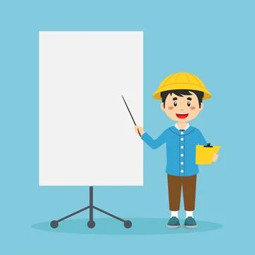 Student Character with Blank Board Stock Illustration