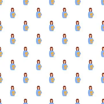 Student character holding folder seamless pattern background Illustrazione stock