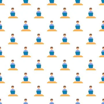 Student character sitting at desk reading book pattern Illustrazione stock