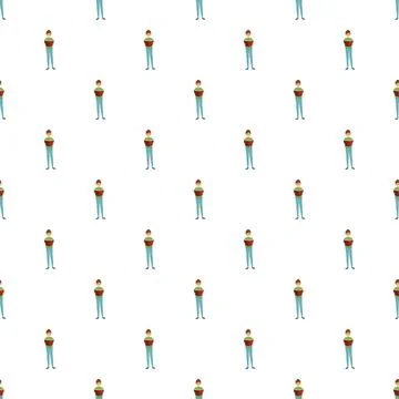Student characters reading books seamless pattern background Stock Illustration