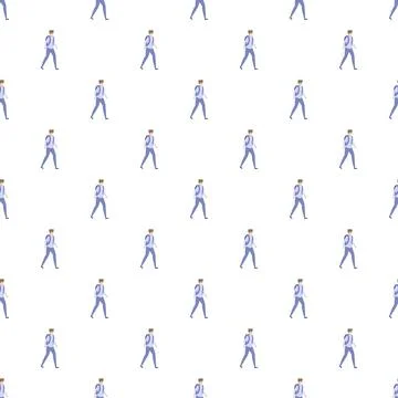 Student characters walking seamless pattern background Stock Illustration
