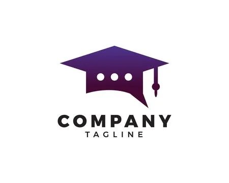 Student chat vector logo template, Chat bubble with a graduation cap icon d.. Stock Illustration
