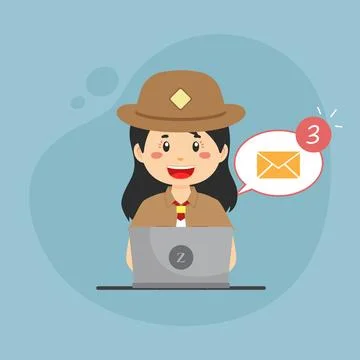 Student Checking Email Inbox Stock Illustration