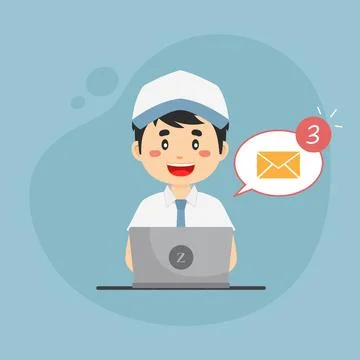 Student Checking Email Inbox Stock Illustration