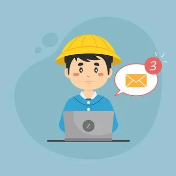 Student Checking Email Inbox Stock Illustration