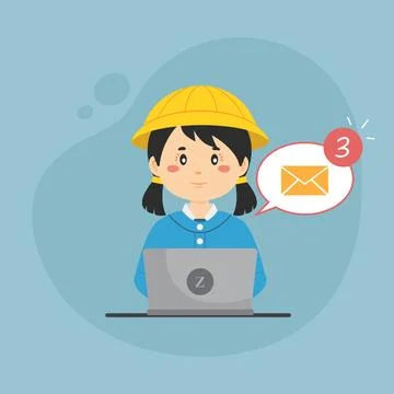 Student Checking Email Inbox Stock Illustration